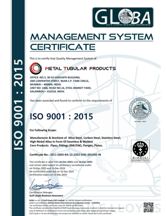 ISO 9001 Certificate